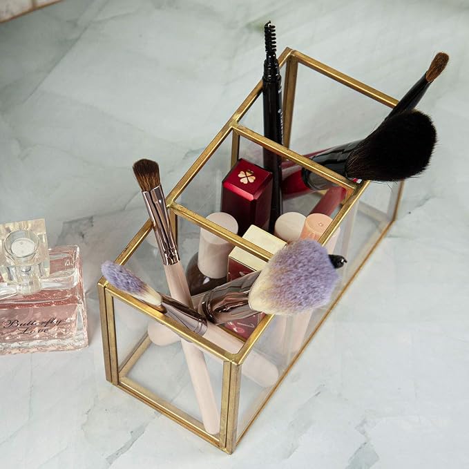NIUBEE Acrylic Pen Holder 3 Compartments - Image 4