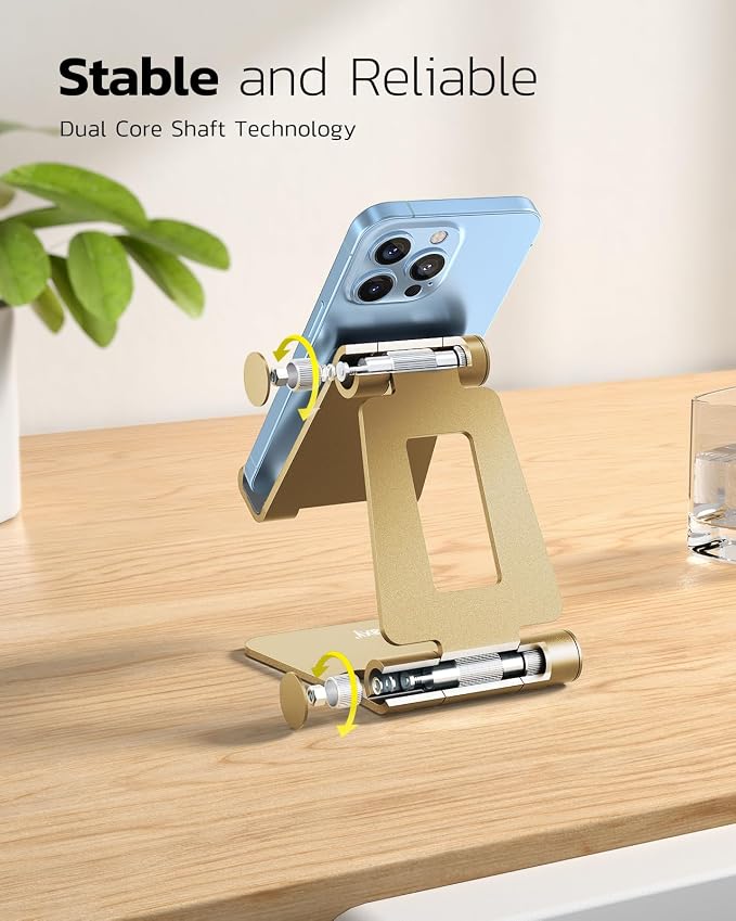 Nulaxy Dual Folding Cell Phone Stand, Fully Adjustable Foldable Desktop Phone - Image 4