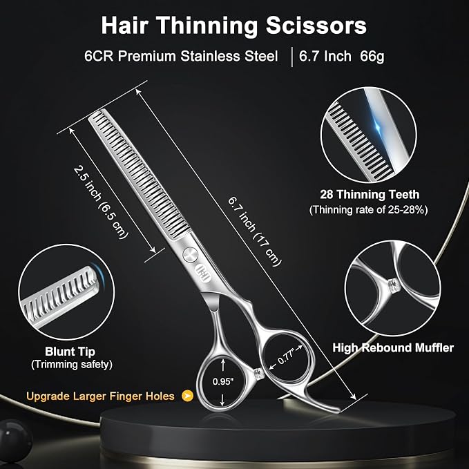 CIICII Hair Cutting Scissors Shears Kit, Professional Barber Haircut Scissors - Image 3