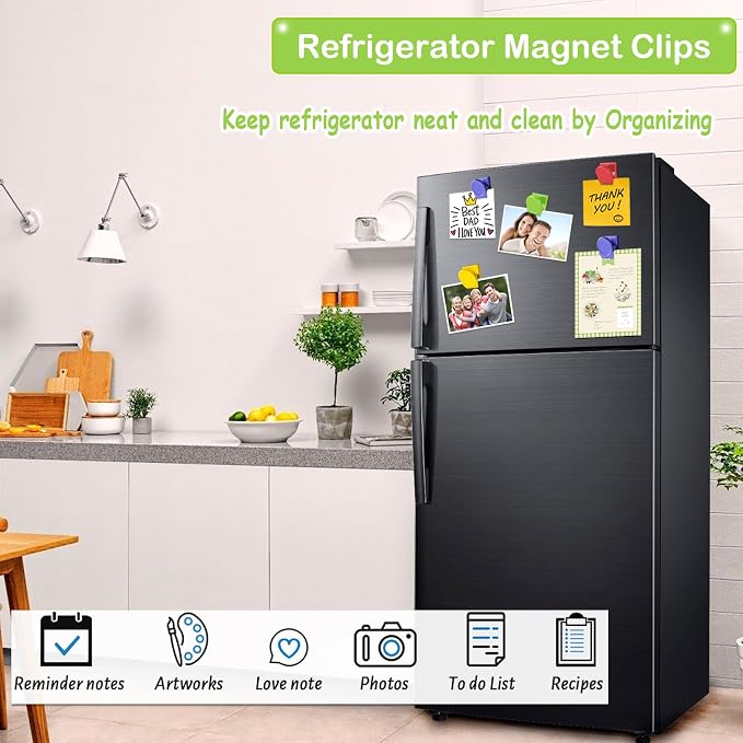 BamLue 12 Pieces Fridge Magnet Clips Plastic Box, Refrigerator Whiteboard Wall - Image 2