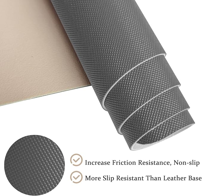 Non-Slip Desk Pad Mat, Leather Beige Desk Mat - Image 6
