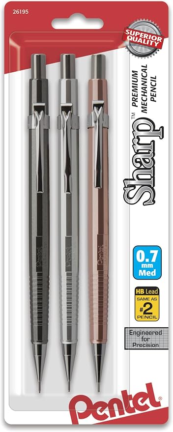 Pentel Sharp Mechanical Pencil, Medium Line, Metallic Barrel by PentelofAmerica