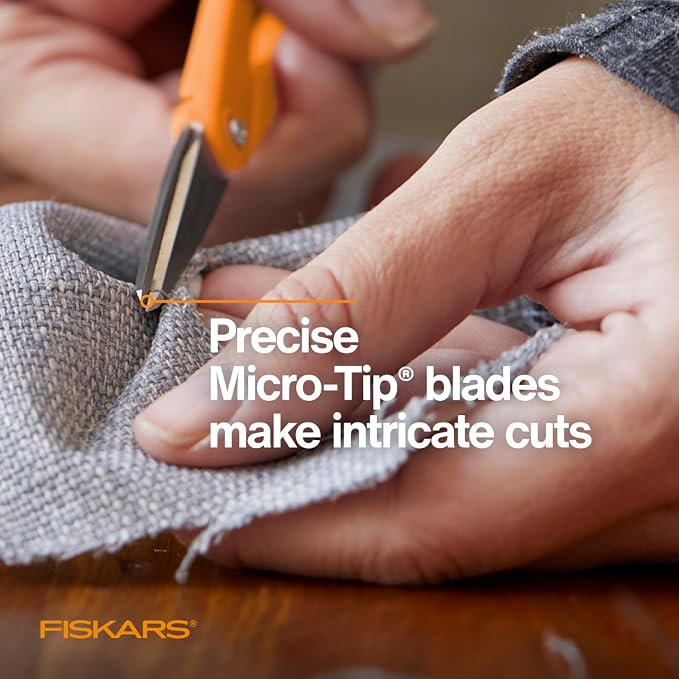 Fiskars Premier No. 5 Micro-Tip Orange-Handled Fabric Scissors, Double Loop - Image 6