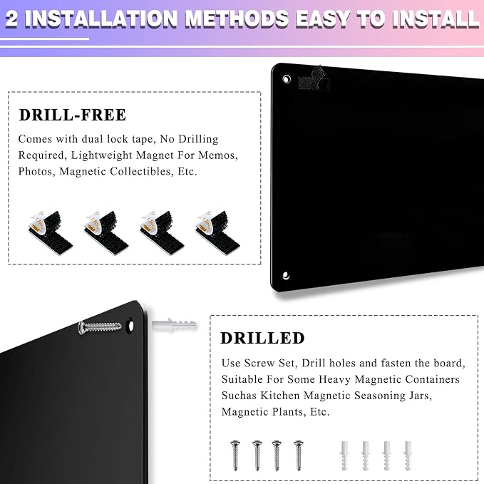 Black Magnetic Board, 17.5" x 11.4" Magnet Bulletin Board to Display Magnetic - Image 3