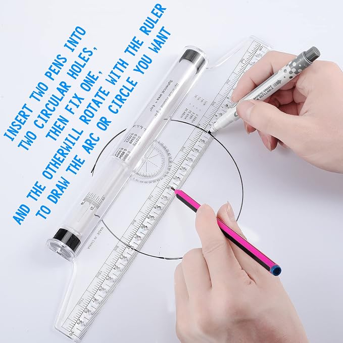 Frienda 2 Pieces Plastic Measuring Rolling Ruler Drawing Parallel - Image 3