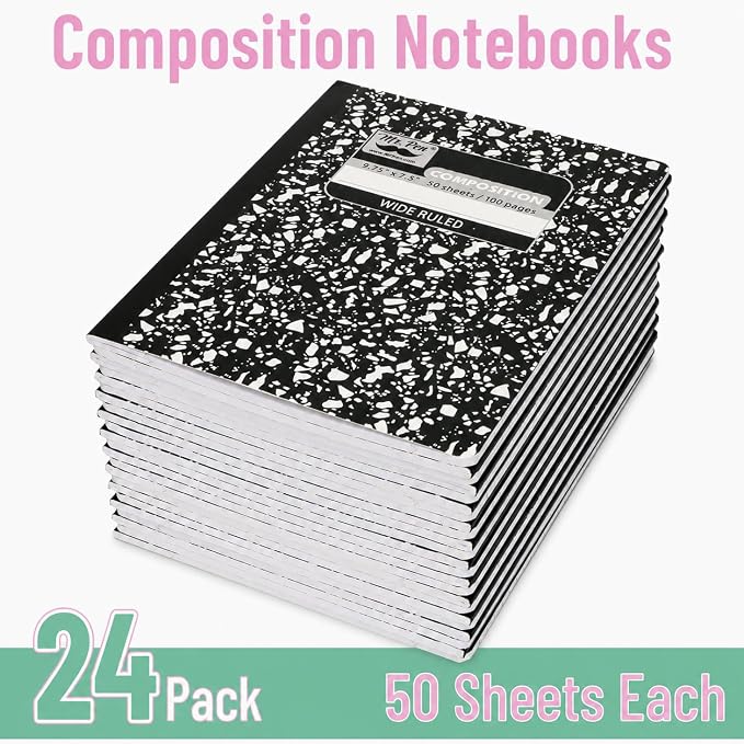 Mr. Pen- Composition Notebooks, 24 Pack, 50 Sheets, 9.75" x 7.5" | Black Marble - Image 2