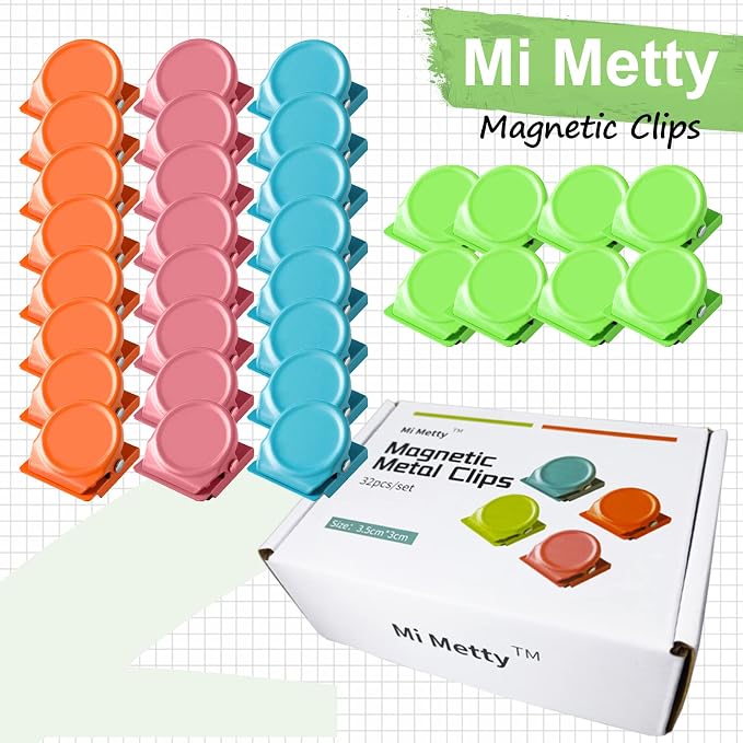 Magnetic Clips 32 Pack, Heavy Duty Colored Metal Clips - Image 7