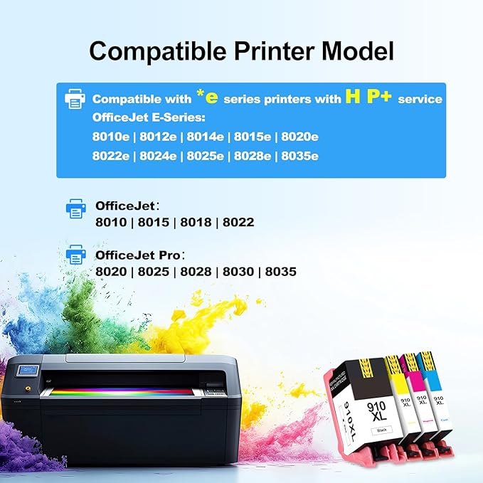 910XL Ink Cartridges Replacement for HP 910XL Ink Cartridges Combo Pack 910 Ink Work with OfficeJet Pro 8015e 8025e 8020 8028e 8010 8035e Printers (4-Pack 910XL Black and Color Combo Pack)-DeskLoop Office