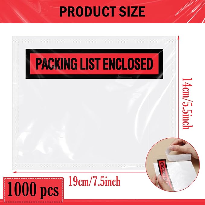 Teling 1000 Pcs Packing Slip Envelope Pouches Clear Self Adhesive Shipping - Image 2