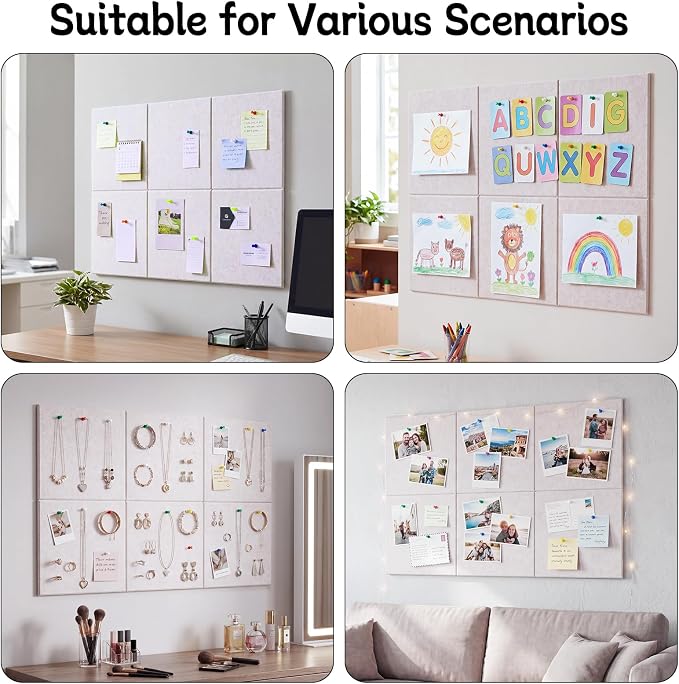 Thboxes Large Cork Board 28" x 19", 6 Pack Felt Wall Tiles - Image 6