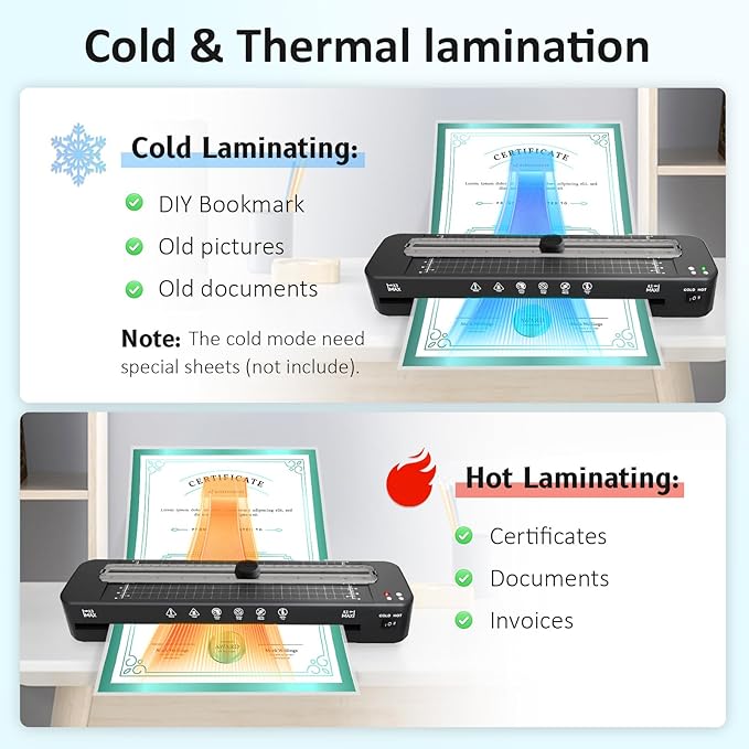 13 Inch Laminator Machine - 11x17 Laminator with 50 Sheets, Cold & Thermal, Built-in Paper Cutter & Corner Rounder, A3 Laminating Machine for Classroom Home School-DeskLoop Office