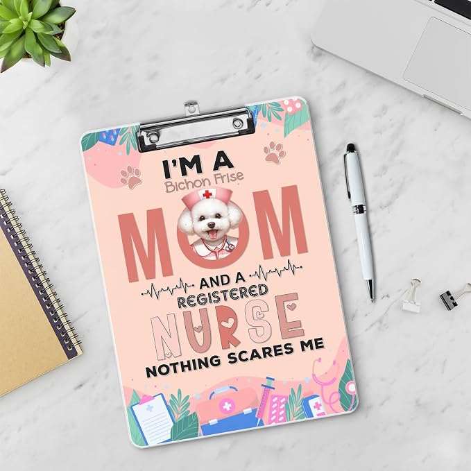 I'm a Bichon Frise Mom and a Registered Nurse Nothing Scares Me Acrylic - Image 3