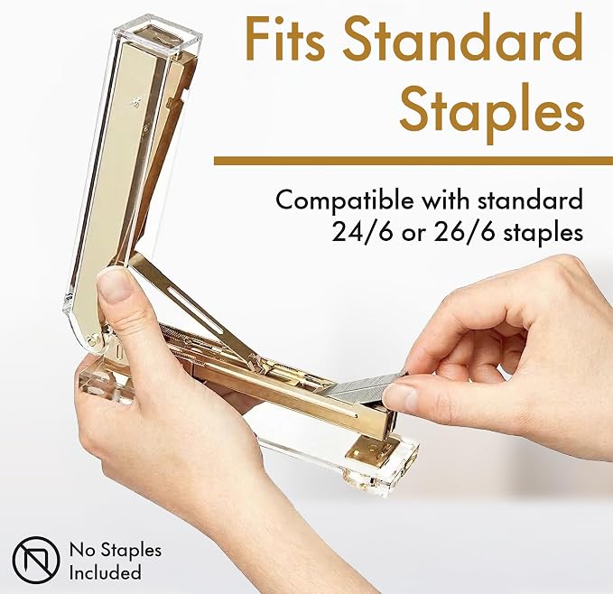 OfficeGoods Acrylic Stapler – Aesthetic & Durable Gold Desk Staple - Image 3