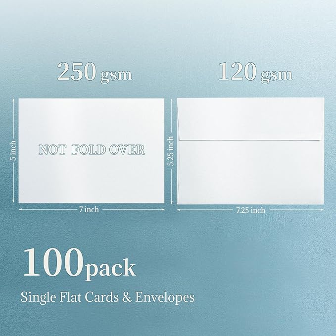 White Shimmer Blank Note Cards and Envelopes, Goefun Pearl 5x7 Flat Cardstock - Image 2