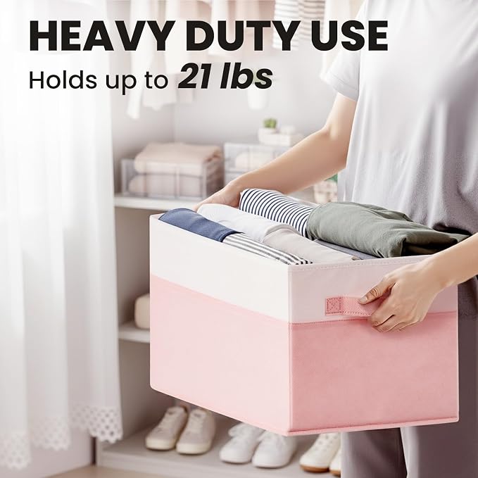 Large Closet Organizer Bins - 23 QT Collapsible Decorative Storage Boxes with - Image 5