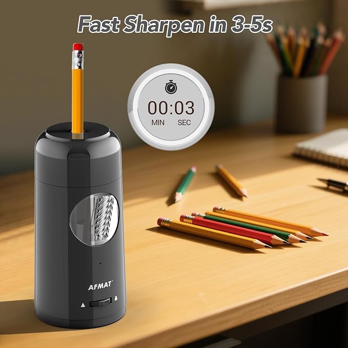 AFMAT Electric Pencil Sharpener, Rechargeable Fully Automatic Pencil Sharpener - Image 5