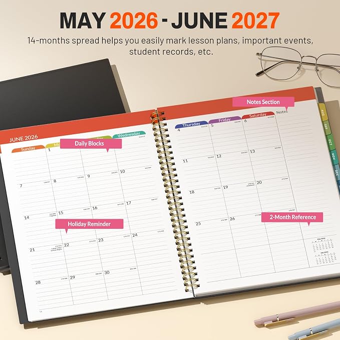 SUNEE Teacher Planner 2026-2027 Academic Year, 7 Periods Lesson Plan Book Jul - Image 3