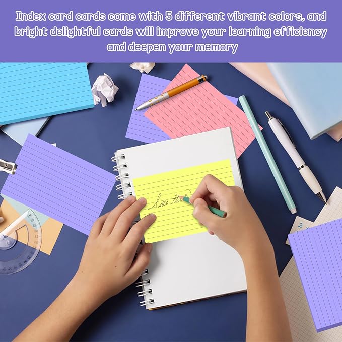 BIGNC Colored Index Cards 4x6, 190 Pack Ruled Index Cards, Flash Cards - Image 5