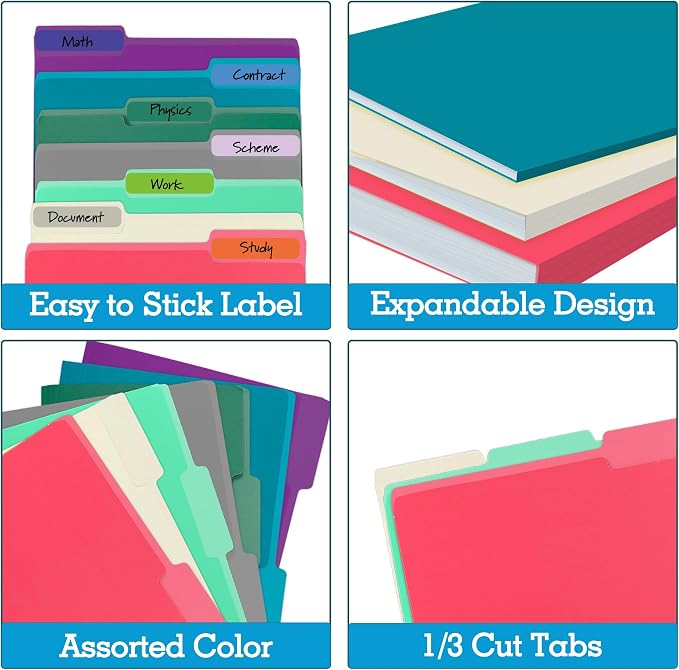 100 Packs Colored File Folders, Rose Red File Folders, Two Tone Color File - Image 4