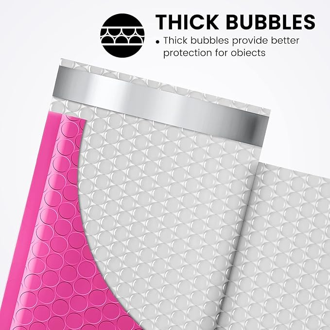 Fuxury Bubble Mailers 4x8" Pink Padded Envelopes 19200 Pack Bulk Strong - Image 3