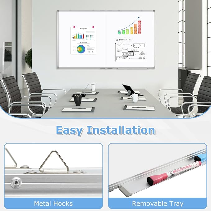 DOLLAR BOSS Large White Board 60 x 36 Inch Foldable Magnetic Whiteboard - Image 5
