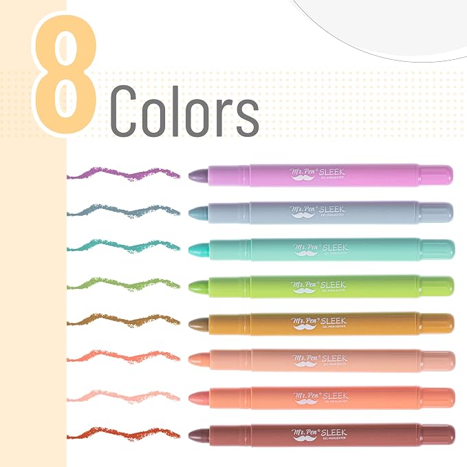Mr. Pen- No Bleed Gel Highlighters, 8 Pack | Bible Highlighters and Pens No - Image 2