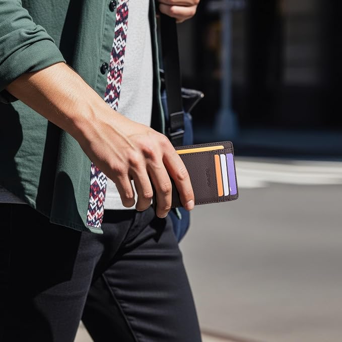 Buffway Slim Minimalist Front Pocket RFID Blocking Leather Wallets - Image 7