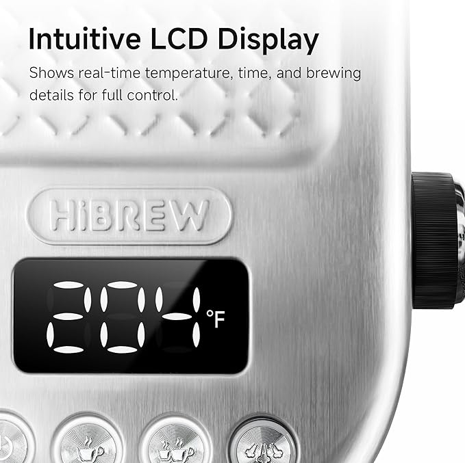 HIBREW H10B - 51mm Espresso Machine - Temperature & Cup Volume Adjustable at will - With Intelligent Display Screen & Pressure Gauge - Stainless Steel Body(Metallic Grey)-DeskLoop Office