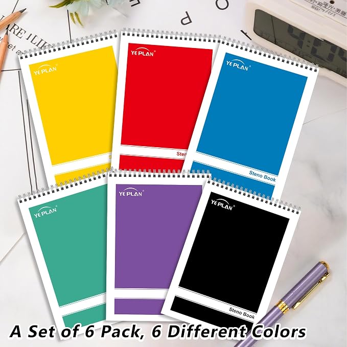 Yeplan Steno Pads Spiral Notebook 6x9 6 Pack, Top Spiral Notebook - Image 7