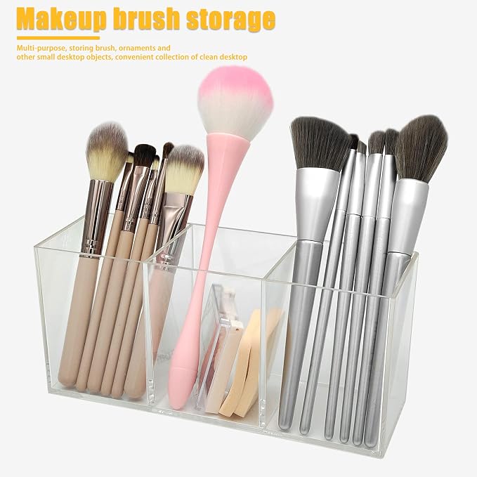 Cerpourt Clear Makeup Brush Organizer, Acrylic Cosmetic Brushes Storage Holder - Image 2