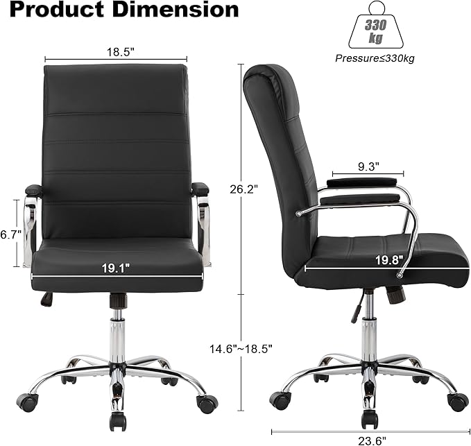 Office Desk Chair,Modern Leather Conference Room Chairs,High Back Ergonomic Home ofiice Chair,Adjustable Height Swivel Executive Computer Chair with Padded Seat and Armrest-DeskLoop Office