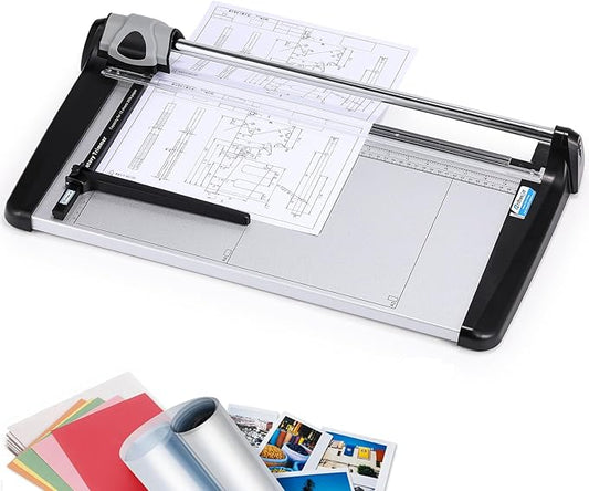 Rotary Paper Trimmer, 15 Sheets Heavy Duty Paper Trimmer, 480mm(18.90") Cutting Length, Commercial Grade Rotary Paper Cutter for Home/Office/School, Black & Silver-DeskLoop Office