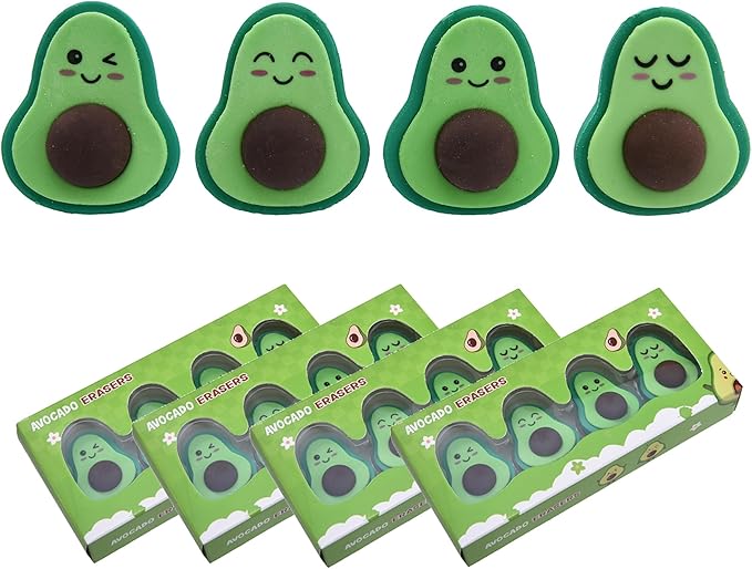 16Pcs Avocado Erasers for Kids Bulk, Kawaii Cute Novelty Fruit Eraser for School Classroom Supplies Party Favors-DeskLoop Office
