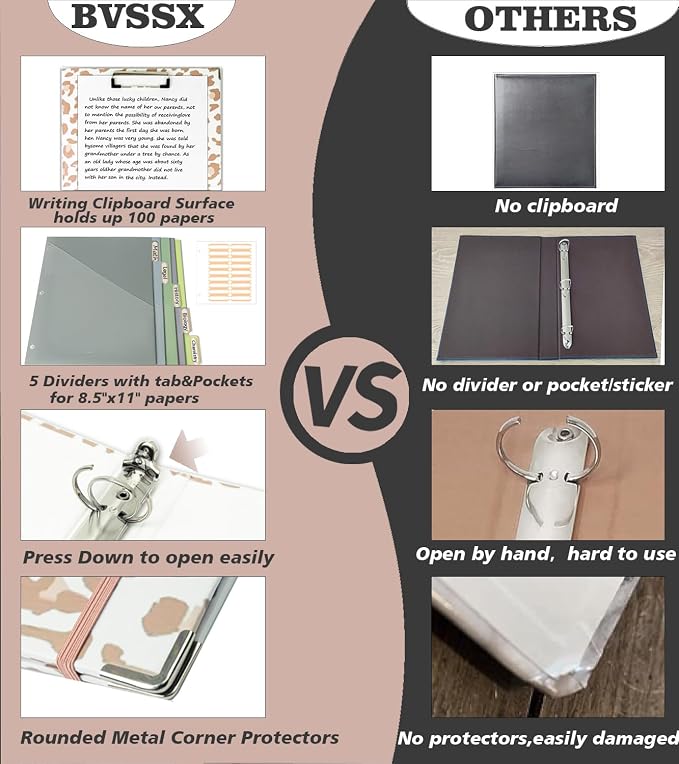 3 Ring Binder 1 Inch for 8.5"x11" Paper, Three Ring Binders - Image 3