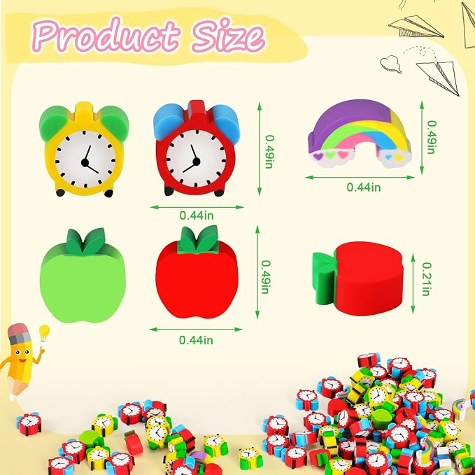 JUNEBRUSHS 150Pcs mini Apples Erasers - Image 2