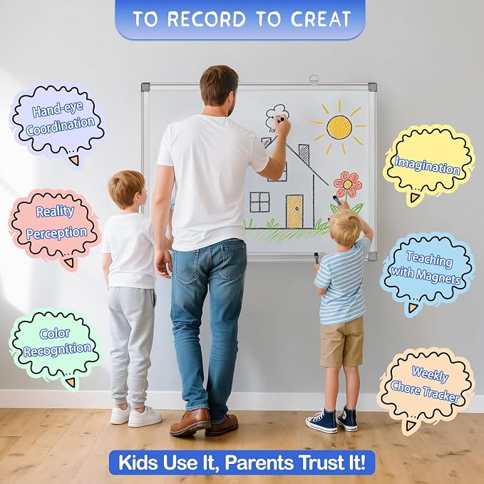 Grtard 18" x 12" White Board Dry Erase, Magnetic Dry Erase Boards, Hanging - Image 7