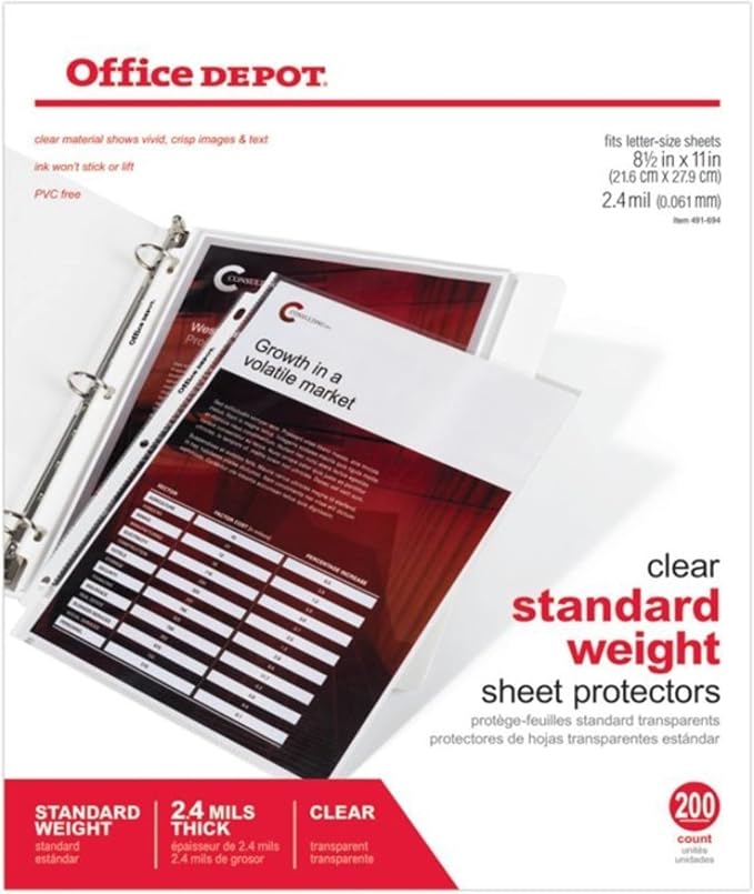 Office Depot Standard Weight Sheet Protectors, 8 1/2in. x 11in. - Image 4