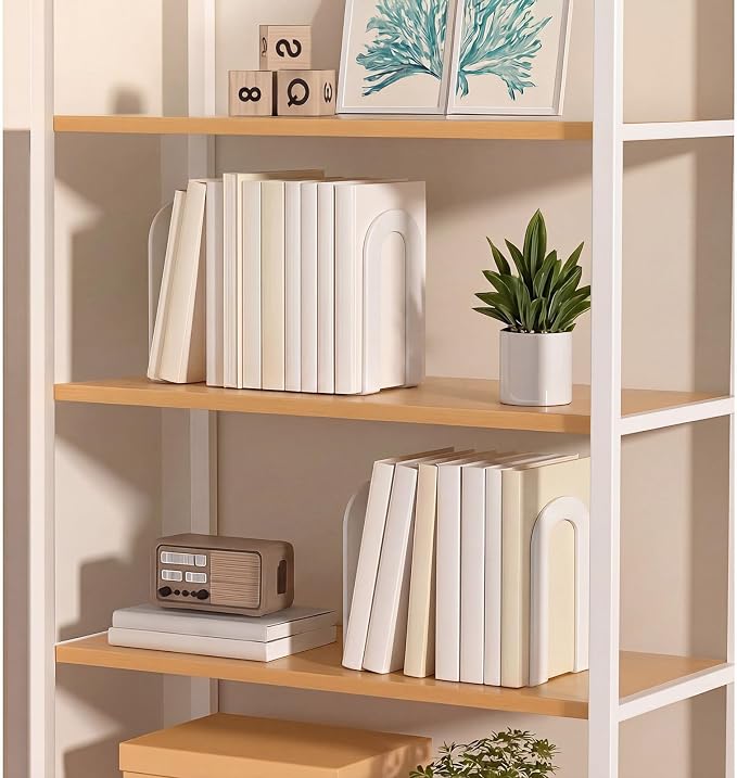 Chunful 6 Pcs Modern Metal White Book Ends - Image 7