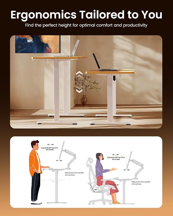 ErGear Electric Standing Desk, 44 x 24 Inches Height Adjustable Stand up Desk - Image 7
