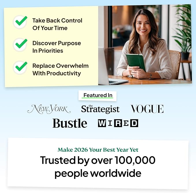 Purpose Planner Notebook B5 7.5”x9.8” Undated 2026 Daily Weekly and Monthly - Image 6