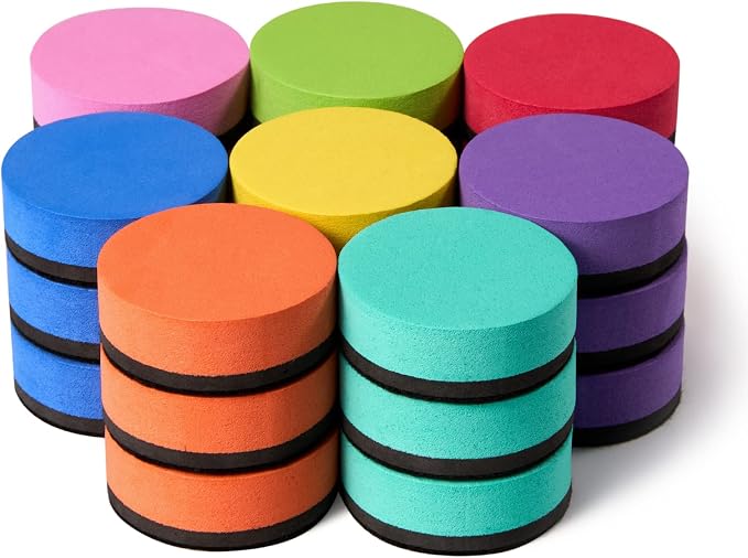 Favide 24 Pack Magnetic Whiteboard Dry Erase Erasers Chalkboard Cleansers by favide