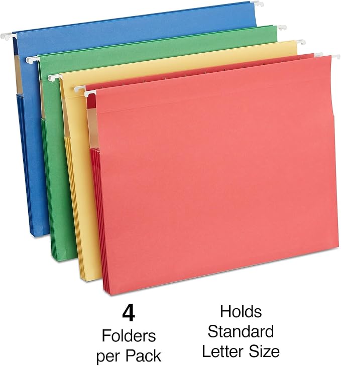 Staples Hanging File Folders, Letter Size, 3.5‑Inch Expansion, 5‑Tab Assorted - Image 4