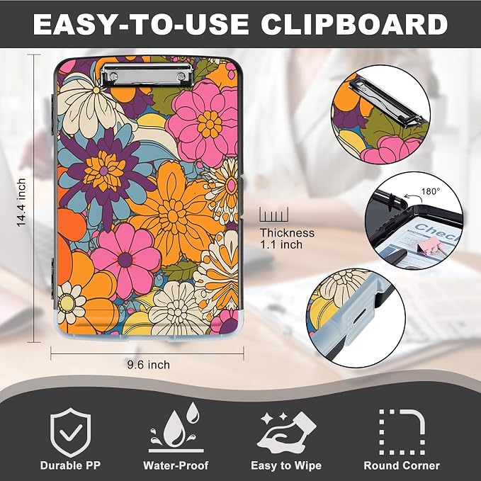 Clipboard with Storage, Heavy Duty Plastic Storage Clipboard with Low Profile - Image 2