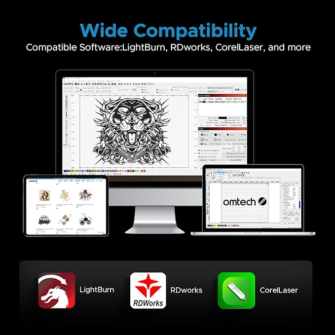 OMTech 100W CO2 Laser Engraver with Water Chiller, 28"x20" Laser Engraving Machine with Autofocus 2 Way Pass-Throughs Built-in Air Assist, Laser Cutter for Wood Glass Acrylic More-DeskLoop Office