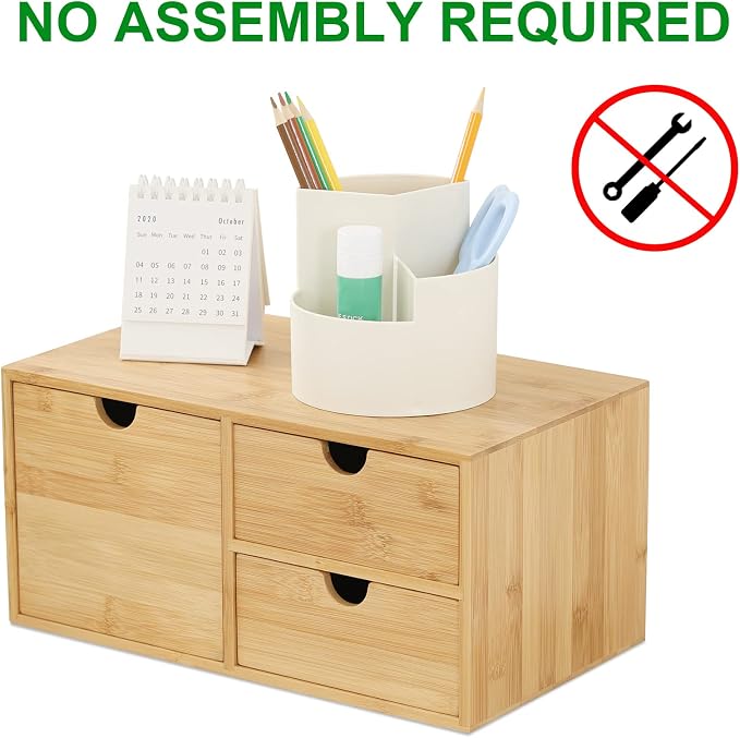 Wisuce Bamboo Desk Drawer Organizer, Desktop Organizer - Image 4