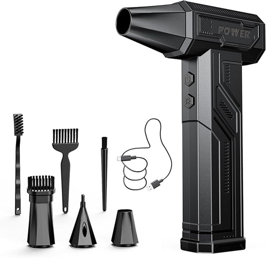 Electric Air Duster, 300000RPM 4-Gear Adjustable Compressed Air Duster with Light, Rechargeable Brushless Motor Air Blower for Keyboard, PC, Car, and Home Cleaning Reusable Replaces Compressed Air Can-DeskLoop Office