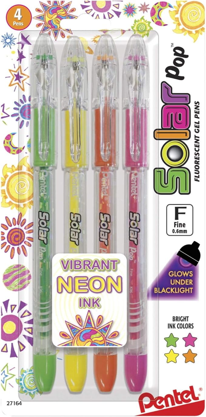 Pentel Solar Pop Neon Gel Pen, 0.6mm Fine Line by PentelofAmerica