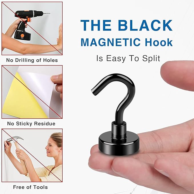 LOVIMAG 25Pcs Magnetic Hooks, Strong Neodymium Magnet Hooks - Image 5