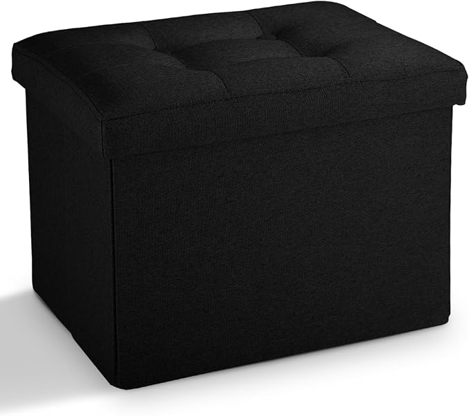 LINMAGCO Small Storage Ottoman Stool Foot Rest Stool Under Desk Stool Short by LINMAGCO