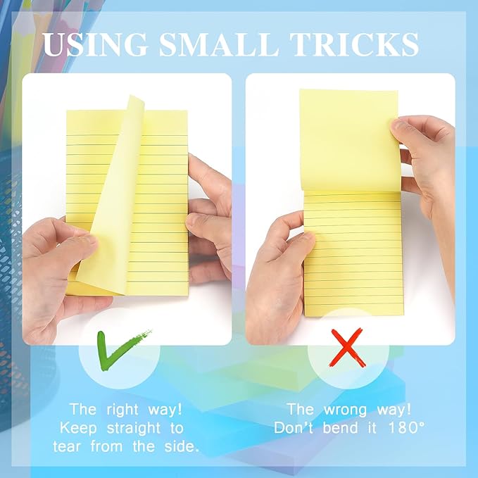 Early Buy 6 Pads Lined Sticky Notes with Lines 4x6 Self-Stick Notes Bright Color Sticky Notes, 45 Sheets/Pad (Yellow)-DeskLoop Office